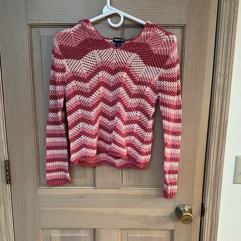 Pink Chevron Knit Sweater